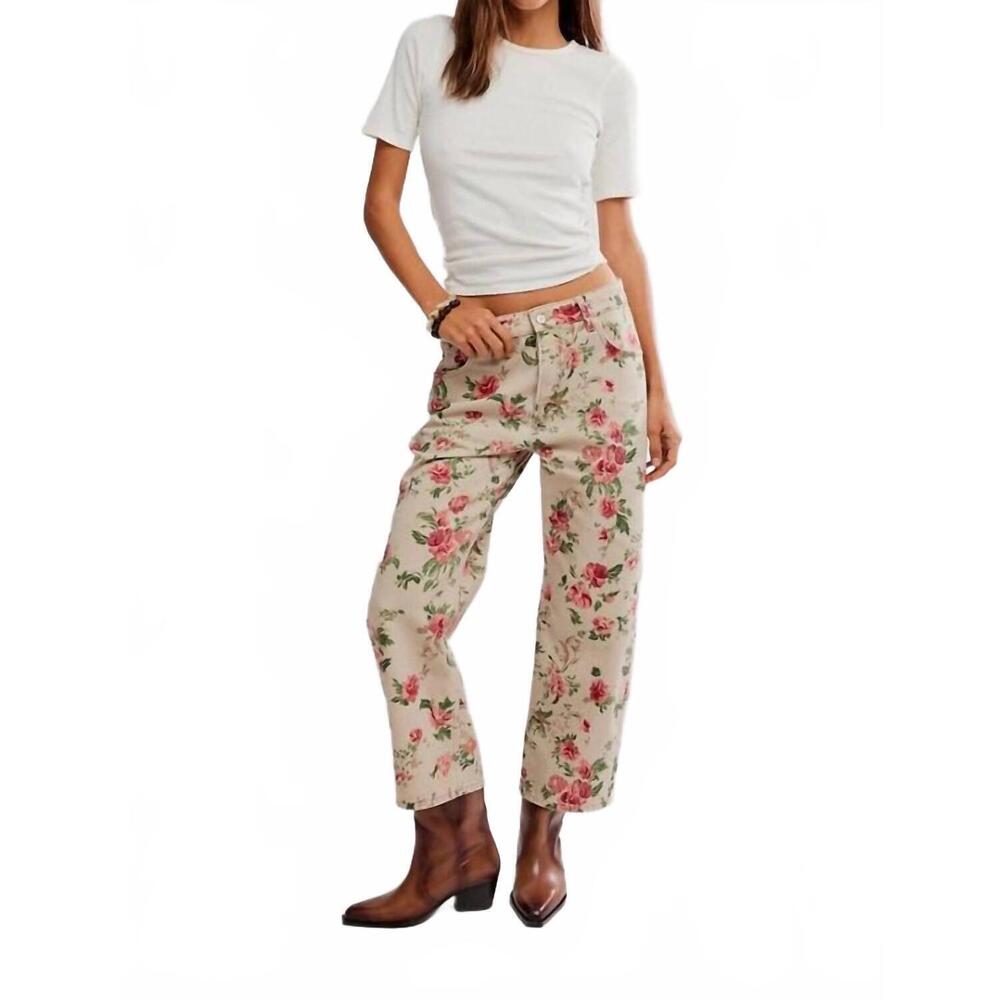 NEW FREE PEOPLE deep trance printed pant in beige - Picture 5 of 5
